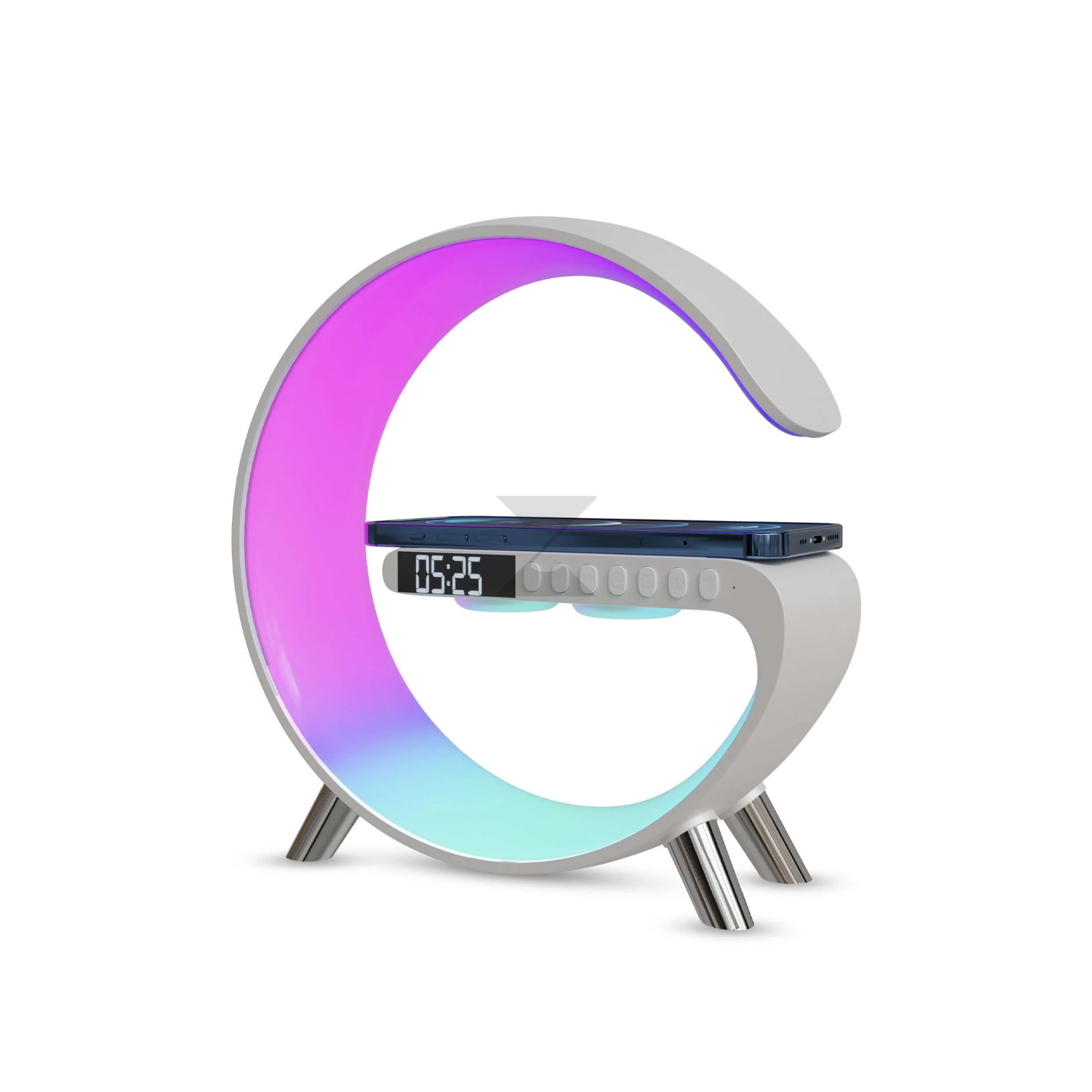 Zexxus G-Lamp Multi-Functional Wireless Charger with Digital Clock, Bluetooth Speakers & RGB Lights