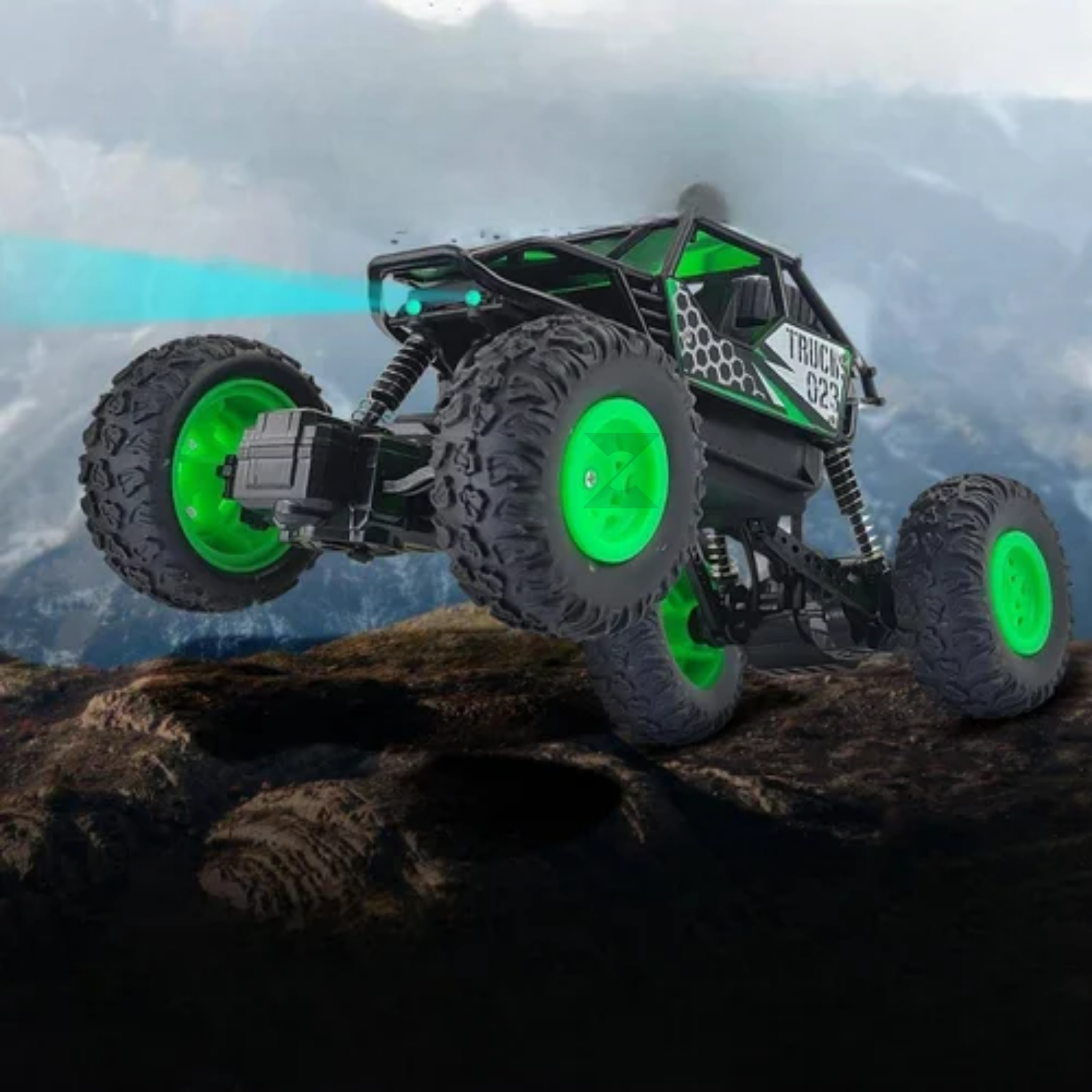 Zexxus Rechargeable Rock Crawling 2WD/4x4 Rally RC Monster Truck – Green