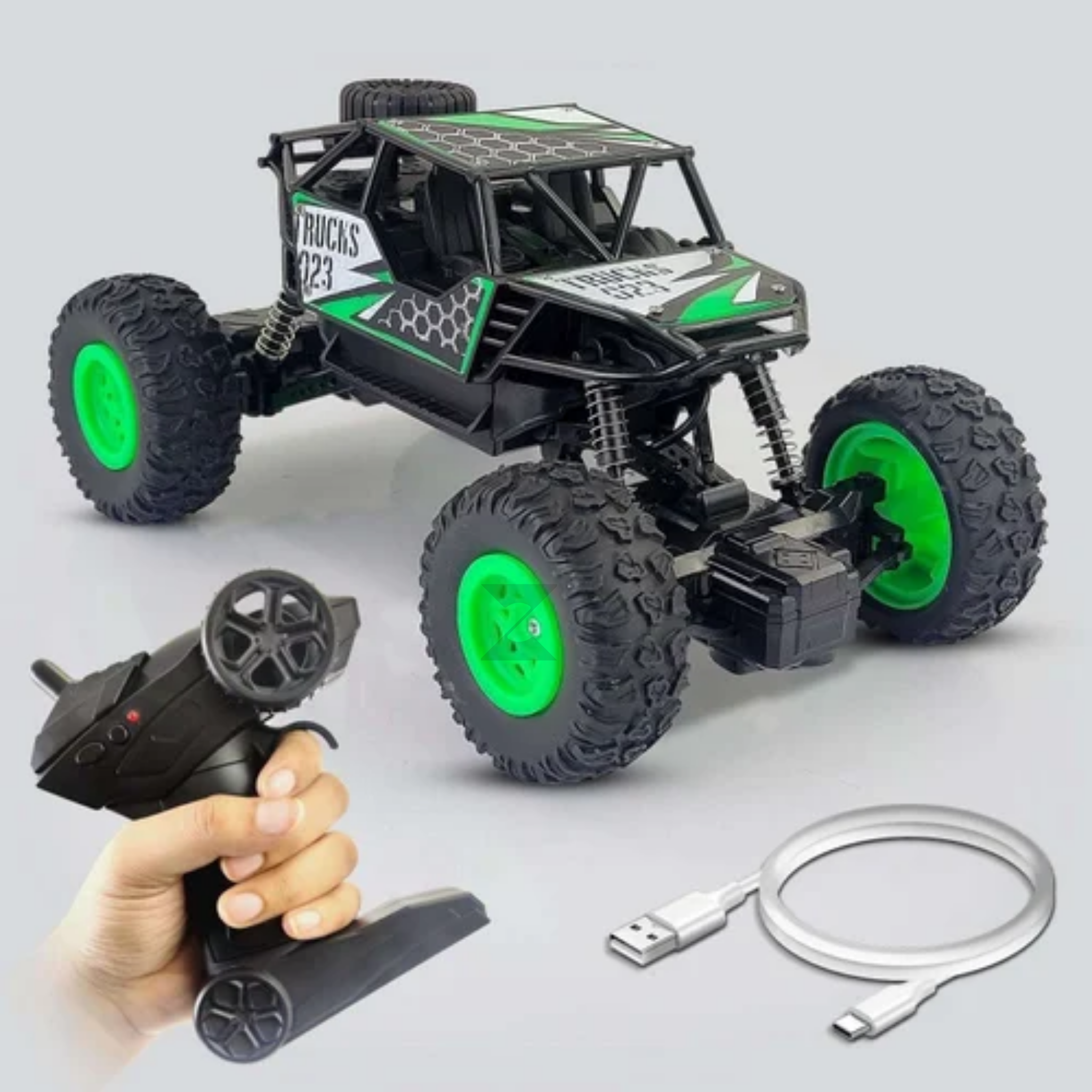 Zexxus Rechargeable Rock Crawling 2WD/4x4 Rally RC Monster Truck – Green