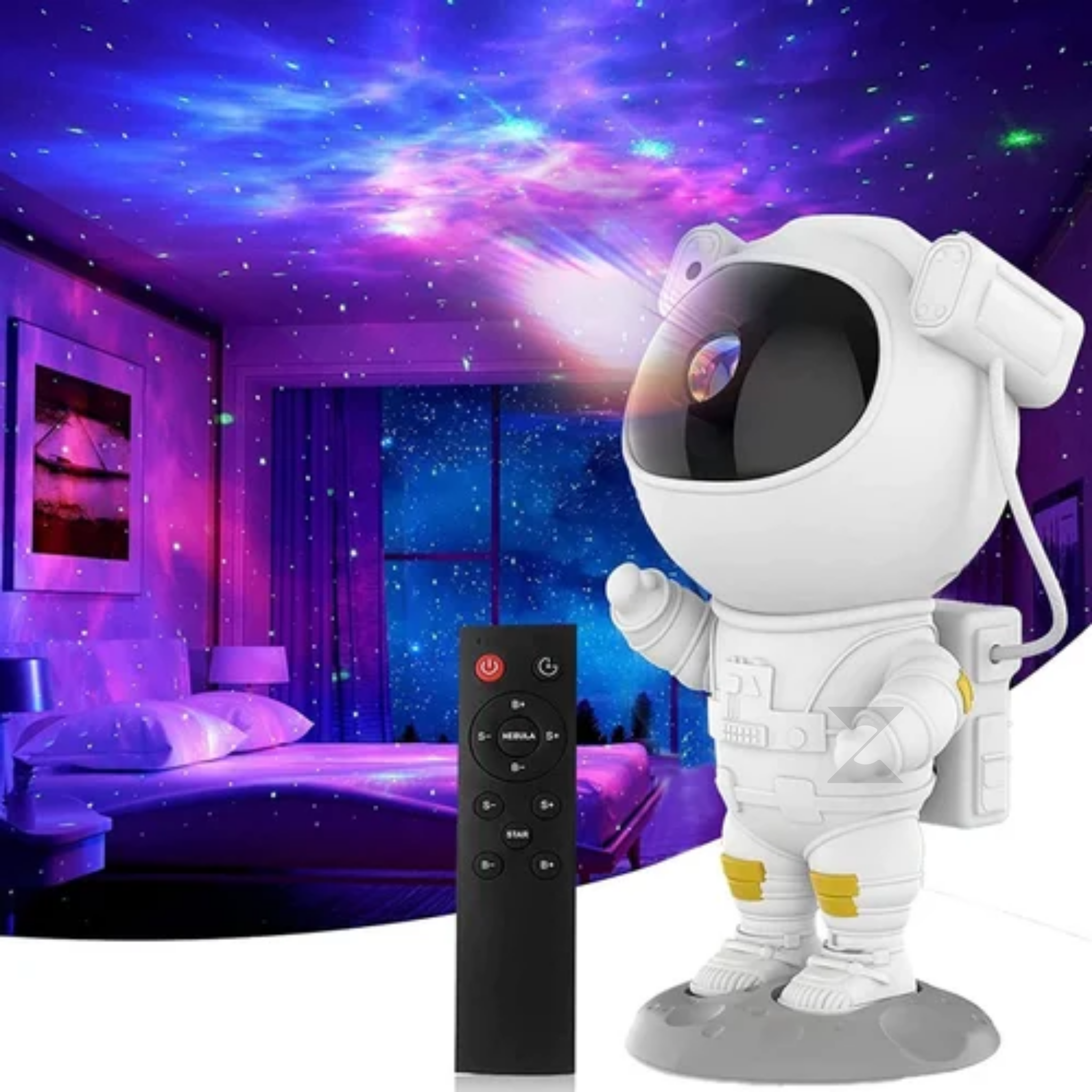Astronaut Galaxy Projector – 360° Magnetic Head Rotation with Remote Control